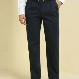 Allen Solly Navy Cotton Regular Fit Trousers-picture-31