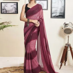 Satrani Maroon & Rose Pink Ombre Saree With Unstitched Blouse image 1