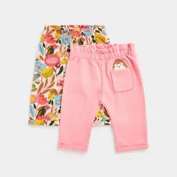 Mothercare Kids Peach Floral Print Leggings (Pack Of 2)-image-64