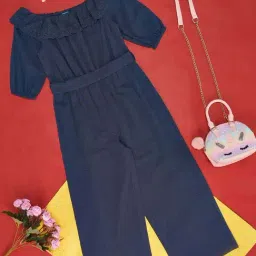 YU by Pantaloons Kids Navy Cotton Self Pattern Jumpsuit-image-19