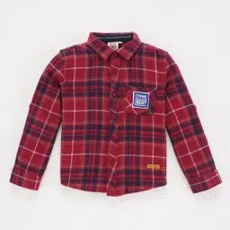 Ed-a-Mamma Kids Red Checks Full Sleeves Shirt-image-86