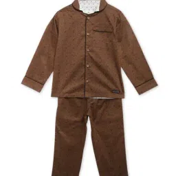 Cherry Crumble By Nitt Hyman Kids Brown Printed Shirt with Pyjamas-picture-33