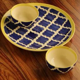 ExclusiveLane 'Moroccan Platter Pack' Handpainted Plate With Serving Bowl Set Of 2 In Ceramic-picture-17