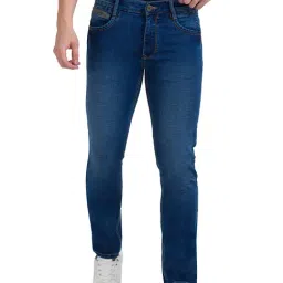 Parx Dark Blue Tapered Fit Lightly Washed Jeans-picture-18