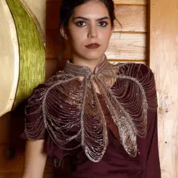 Odette Pink Embellished Fancy Short Cape-picture-15