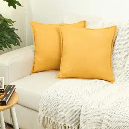 House This Noor Yellow Cotton Cushion Covers - Set of 2-image-16