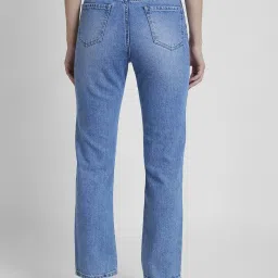 Spykar Light Blue Cotton Distressed High Rise Jeans image 2