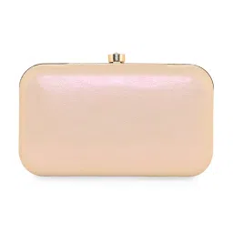 Esbeda Beige Small Partywear Boxy Clutch image 2