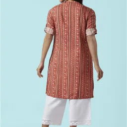Rangmanch by Pantaloons Rust Printed Straight Kurta image 2