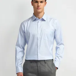 Arrow Light Blue Cotton Regular Fit Printed Shirt image 1