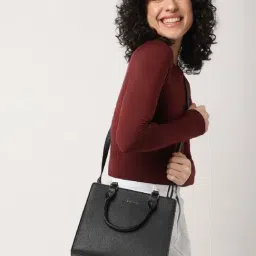 Fastrack CL7 Black Solid Medium Satchel Handbag-picture-10