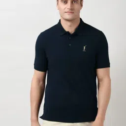 Peter England Navy Cotton Regular Fit T-Shirt-picture-32