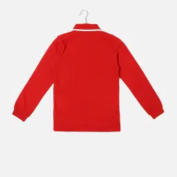 Allen Solly Junior Red Solid Full Sleeves Polo T-Shirt image 2