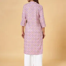 Rangmanch by Pantaloons Lilac Printed Straight Kurta image 2