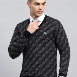 Monte Carlo Black Regular Fit Printed Pullover image 1