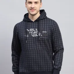 Monte Carlo Navy Blue Regular Fit Printed Hooded Sweatshirt image 1