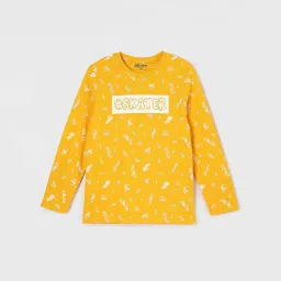 Fame Forever by Lifestyle Boys Mustard Cotton Printed Full Sleeves image 1
