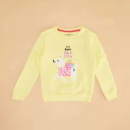 Pantaloons Junior Kids Yellow Embellished Full Sleeves Sweatshirt image 2