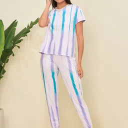Sweet Dreams Women Striped T-shirt & Pyjama Night Suits-image-19