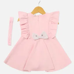 Allen Solly Junior Pink Solid Frock with Hairband image 2