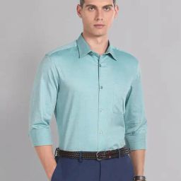 AD by Arvind Light Green Regular Fit Textured Shirt-picture-15