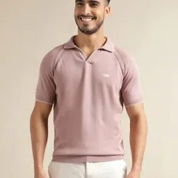 ANDAMEN Pink Regular Fit Polo T-Shirt-image-14