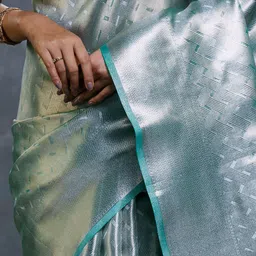 PALLU PATARI Woven Design Zari Tissue Banarasi Saree image 5