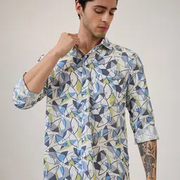 SPYKAR Men Slim Fit Abstract Printed Spread Collar Casual Shirt-image-88