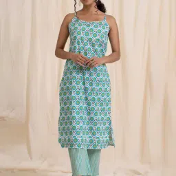 Akiso Aloha Blue Green Easy Peasy Kurta-picture-14