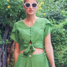 Zink London Green Slim Fit Crop Top image 1