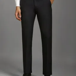 Louis Philippe Black Slim Fit Self Pattern Trousers image 1