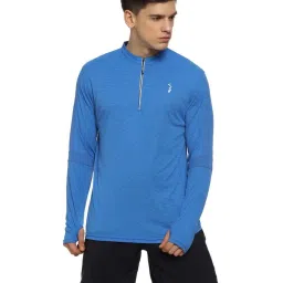 Campus Sutra Blue Regular Fit Striped Sports T-Shirt image 1