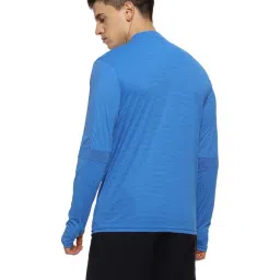Campus Sutra Blue Regular Fit Striped Sports T-Shirt image 2