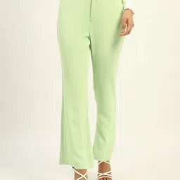 Madame Green Polyester Straight Fit Solid Trouser image 1