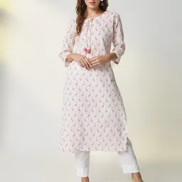 showoffff SHOWOFF White & Pink Printed Kurta image 1