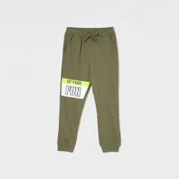 Fame Forever by Lifestyle Boys Olive Cotton Printed Track Pants image 1