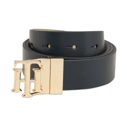 TOMMY HILFIGER Navy & Ecru Aizen Textured Leather Reversible Belt image 1