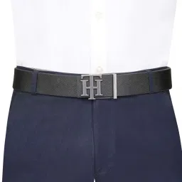 TOMMY HILFIGER Black & Tan Arslev Textured Leather Reversible Belt image 1