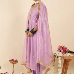 Indo Era Women Ethnic Motifs Embroidered Regular Kurta with Trousers & With Dupatta-picture-39