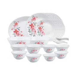 Borosil Fiore White Opalware Dinner Set - 33 Pieces image 1