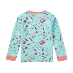 Cub McPaws Kids Blue & Pink Cotton Printed Full Sleeves T-Shirt Set image 3