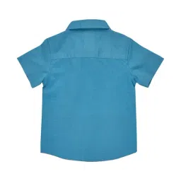 zach and kiki ZACH &KIKI Boys Blue Cotton Color Block Shirt image 2