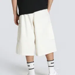 Puma White Cotton Relaxed Fit Sports Shorts image 2