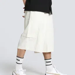 Puma White Cotton Relaxed Fit Sports Shorts image 3