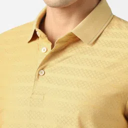 Van Heusen Beige Cotton Regular Fit Texture Polo T-Shirt image 4