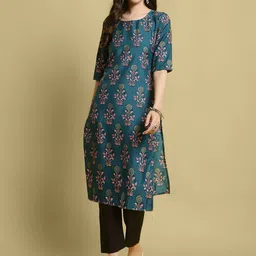 7Threads Selection Of 6 Floral Printed Round Neck Straight Kurtas-picture-13