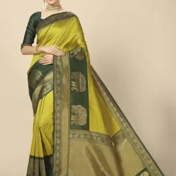 Rangita Green Silk Woven Saree With Unstitched Blouse-image-42