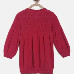 MINIKLUB Kids Dark Pink Self Design Full Sleeves Sweater-picture-43