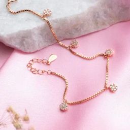 Zavya Radiant Rose 925 Sterling Silver Rose Gold-Plated Bracelet with Cubic Zirconia-picture-29