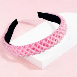 OOMPH Pink Crystal Studded Party Thick Hair Band-image-8
